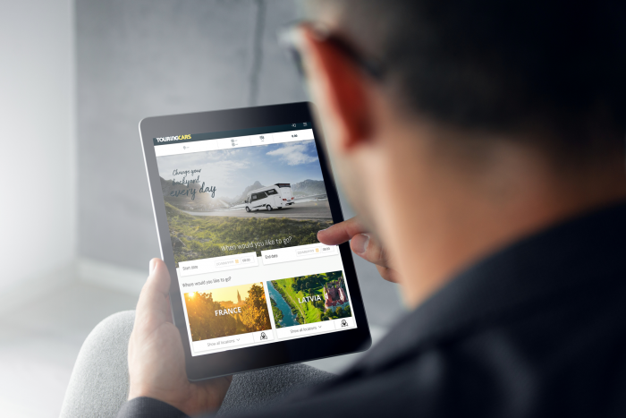 Touring Cars website on a tablet